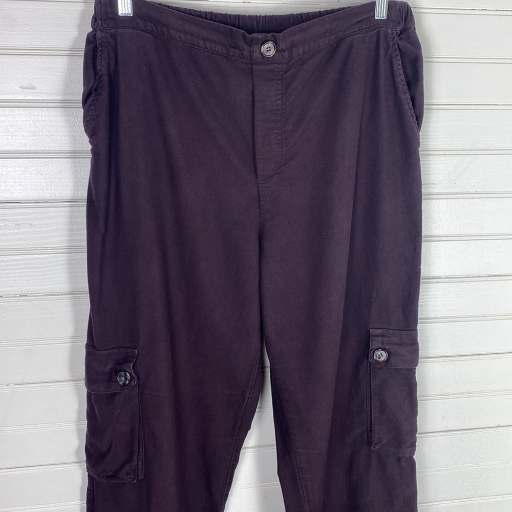 CP Shades 100% Cotton Purple Pull-On Cargo Pants Size Large - Picture 3 of 5